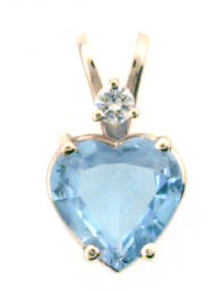 14 karat yellow gold blue topaz and diamond pendant weighing 2.2 grams.  Blue topaz 10 x 10mm   D~.10ct