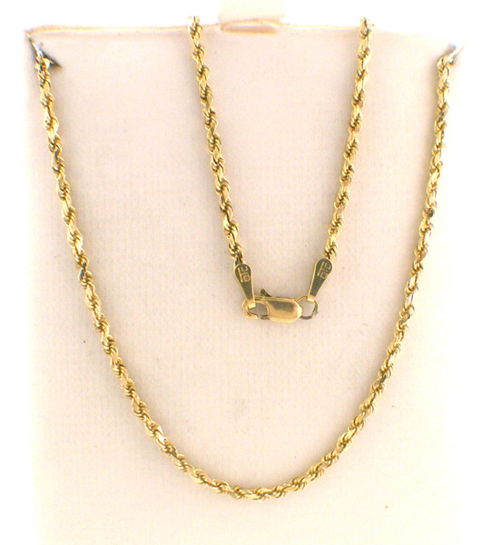14 karat yellow gold diamond cut rope chain 18 inches weighing 6.9 grams