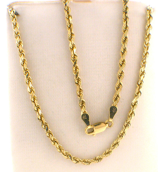 14 karat yellow gold diamond cut rope necklace (solid) measuring 24 inches and weighs 16.5 grams
