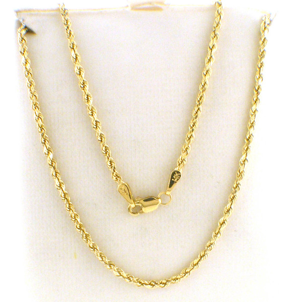 14 karat yellow gold hollow rope necklace 24 inches weighing 3.7grams