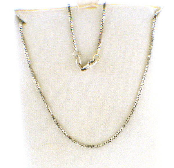14 karat white gold 16 inch box chain weighing 3.5 grams