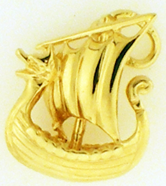 This is a 14 karat gold ship pendant that weighs 2.8 grams.