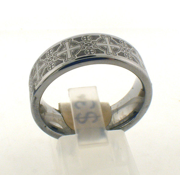 TC cross wedding ring. The total weight of the ring is 16.8 grams and is made for a finger size of 10.