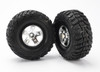 Tire & wheel assy, glued (SCT satin chrome, black beadlock style wheels, Kumho tires, foam inserts) (2) (2WD front)
