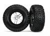 Traxxas  Satin Chrome & Black Wheels & S1 Off-Road Tires (2)
