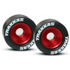 Traxxas Machined Aluminum Wheels w/ Rubber Tires (Wheelie Bar) (2) (Red) (TRA5186)