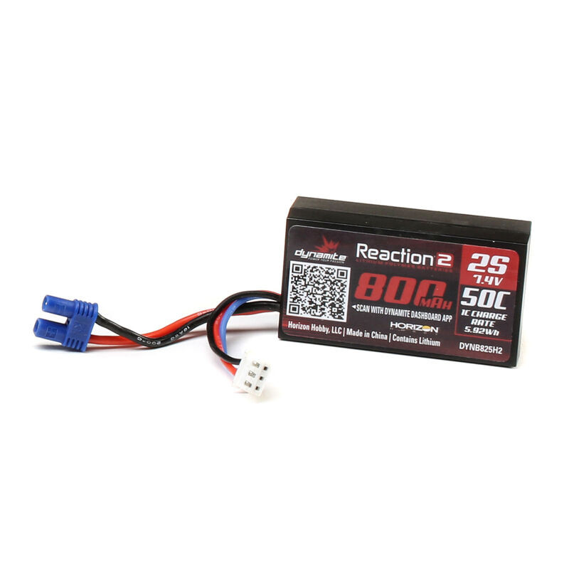 Dynamite Reaction 2S 50C Hard Case LiPo Battery w/EC2 Connector