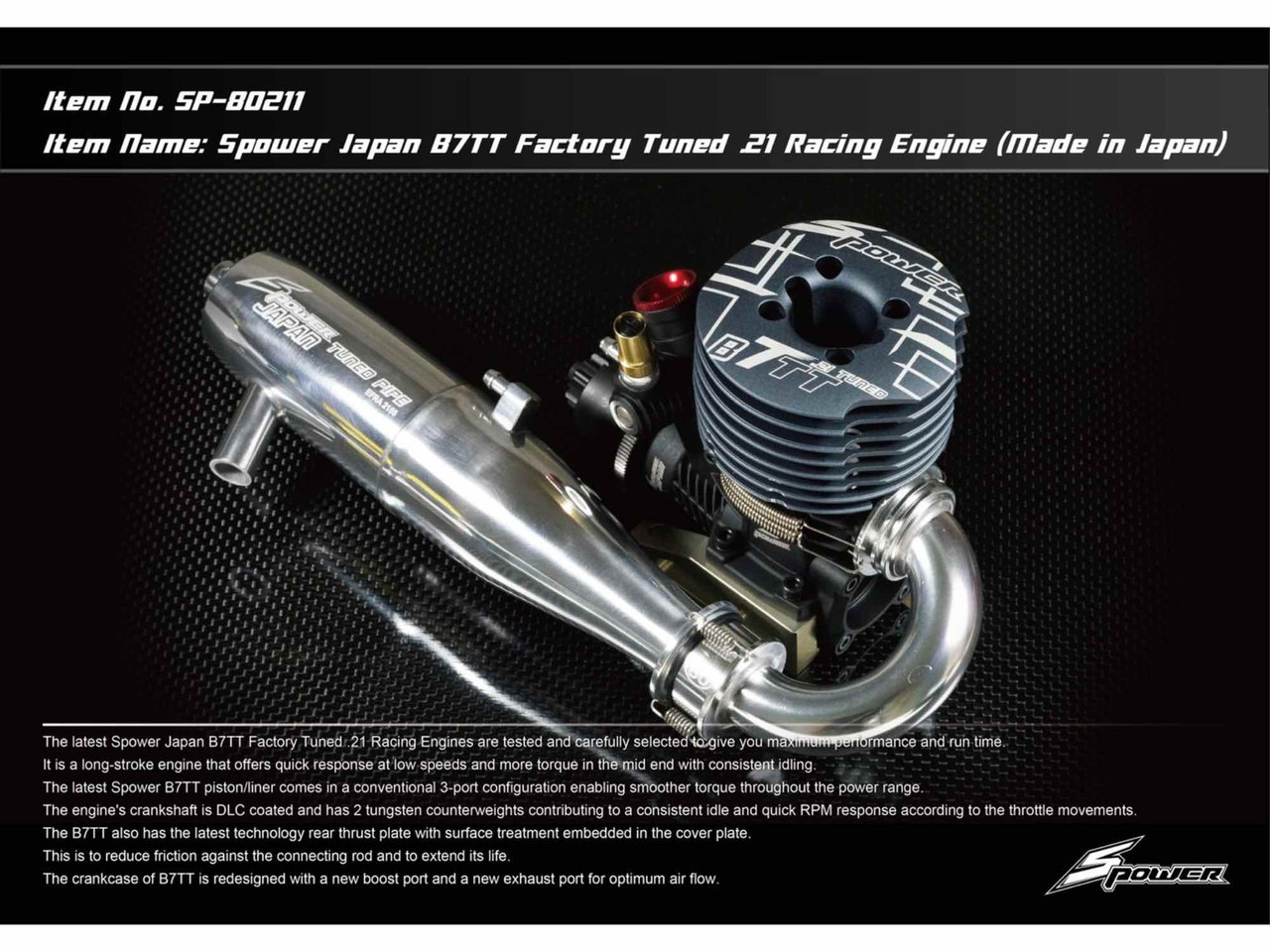 Spower Japan B7TT Factory Tuned .21 Racing Engine - BeachRC.com