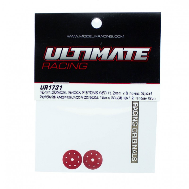 Ultimate Racing 16mm Conical Shock Pistons (Red) (8X1.2MM) (2pcs