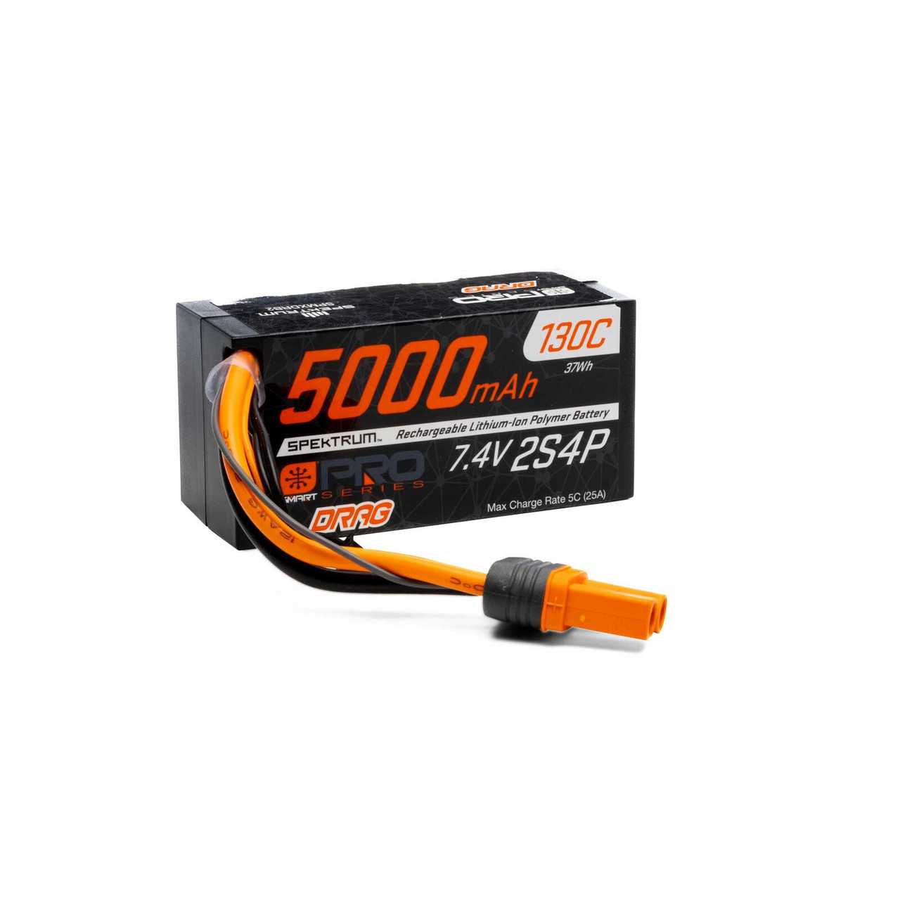 Spektrum 7.4V 5000mAh 2S 130C Smart No Prep Drag LiPo Battery: IC5 -  BeachRC.com