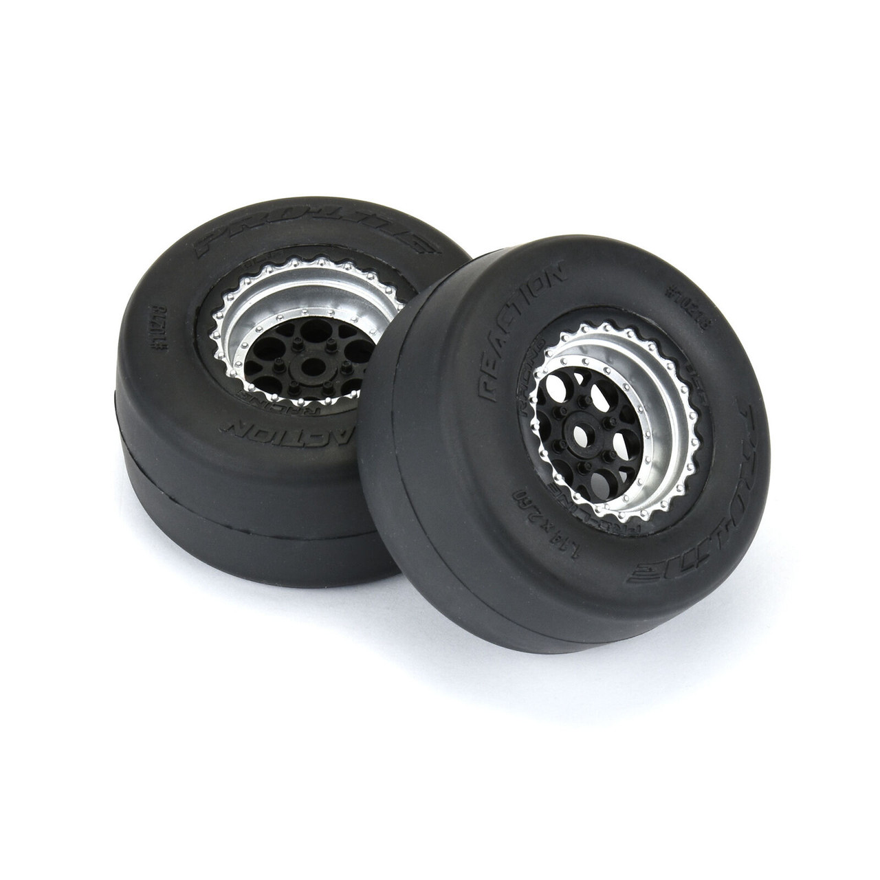 PROLINE 1/16 Reaction Rear Tires MTD 8mm Black/Silver (2): Losi