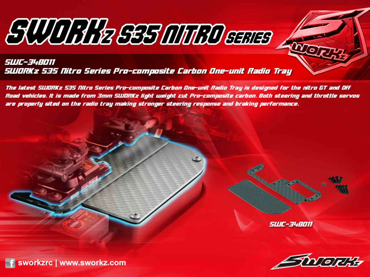 SWORKz Pro-composite Carbon One-unit Radio Tray - BeachRC.com