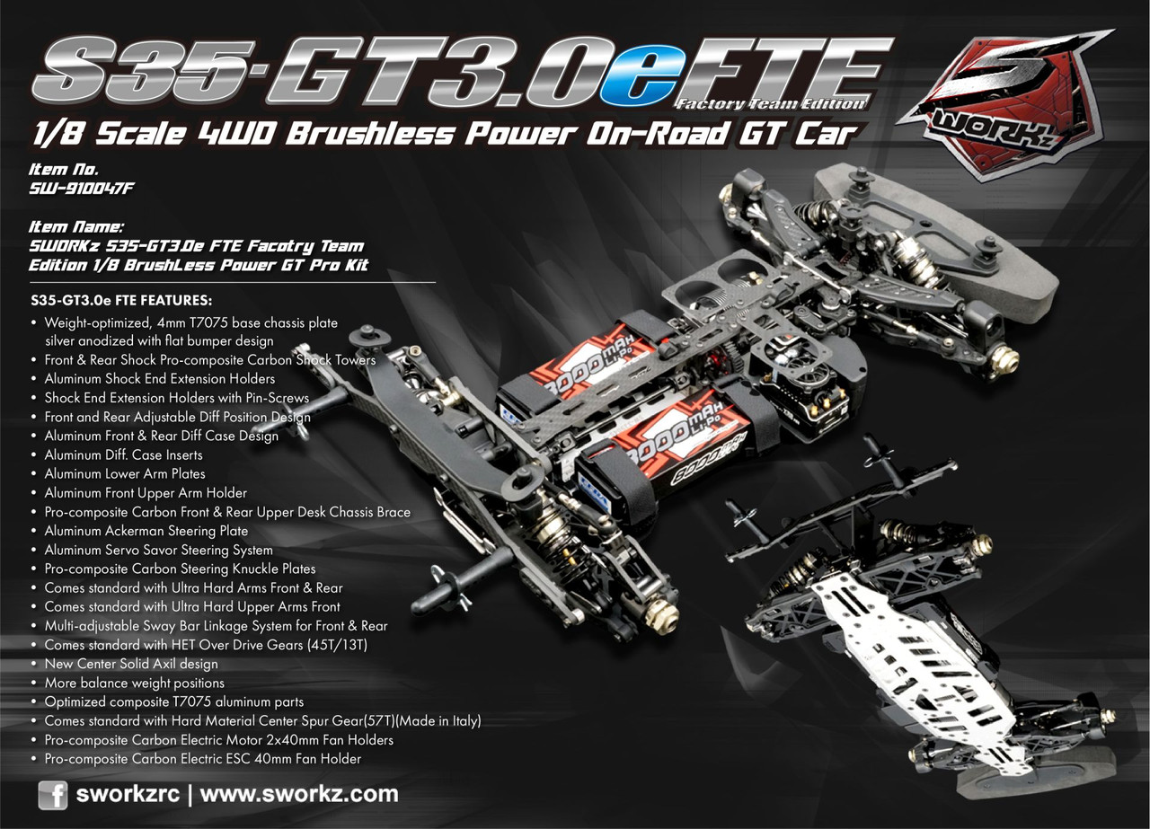 SWORKz S35-GT3.0e FTE Factory Team Edition 1/8 Brushless Power GT