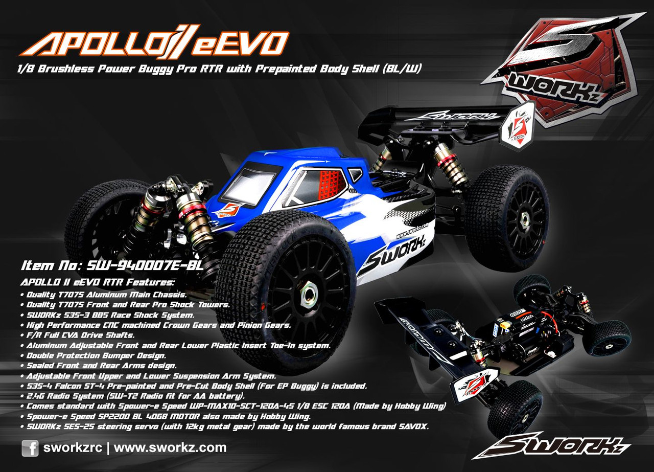 Ap.エリザベサエ リオネグロ WF1 1pr SWORKz Apollo II eEVO 1/8 Brushless Power Buggy Pro RTR with Pre