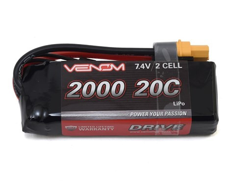 Venom Power 2S LiPo 20C Mini Battery Pack w/Universal Plug (7.4V