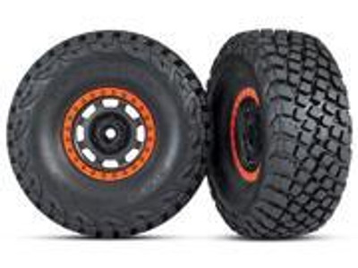 Traxxas Pre-Glued (Desert Racer wheels, black/orange beadlock, BFGoodrich® Baja KR3 tires) (2) (TRA8472) Traxxas Pre-Glued (Desert Racer wheels, black/orange beadlock, BFGoodrich® Baja KR3 tires) (2) (TRA8472)