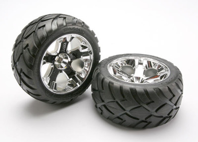 Traxxas Anaconda Tires w/All-Star Rear Wheels (2) (Jato) (Chrome) (Standard) Traxxas Anaconda Tires w/All-Star Rear Wheels (2) (Jato) (Chrome) (Standard)