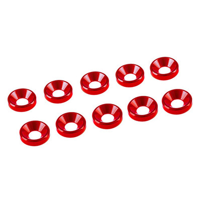 Ultimate Racing 4mm Aluminum Countersunk Washers (10) (Red) Ultimate Racing 4mm Aluminum Countersunk Washers (10) (Red)