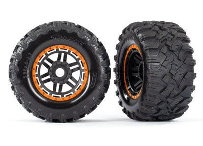Traxxas Maxx 2.8" All-Terrain Pre-Mounted Tires On Beadlocks (2) (Orange) (TRA8972T) Traxxas Maxx 2.8" All-Terrain Pre-Mounted Tires On Beadlocks (2) (Orange) (TRA8972T)