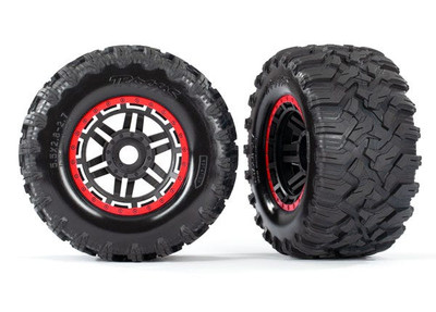 Traxxas Maxx 2.8" All-Terrain Pre-Mounted Tires On Beadlocks (2) (Red) (TRA8972R) Traxxas Maxx 2.8" All-Terrain Pre-Mounted Tires On Beadlocks (2) (Red) (TRA8972R)