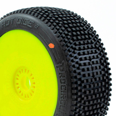 ProCircuit Hot Dice V2 Buggy Tires (C3) Medium- Pre-Mounted (Yellow) (2)