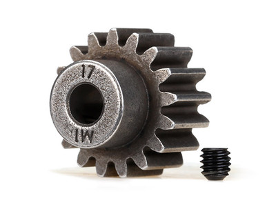 Traxxas Steel Mod 1.0 Pinion Gear w/5mm Bore (17T) (for use only with steel spur gears) Traxxas Steel Mod 1.0 Pinion Gear w/5mm Bore (17T) (for use only with steel spur gears)