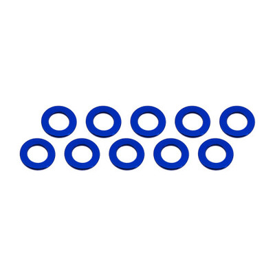 10 anodized 3x6x2mm Aluminium Shim from Ultimate Racing in blue 10 anodized 3x6x2mm Aluminium Shim from Ultimate Racing in blue