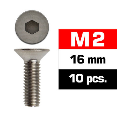 Ultimate Racing M2X16MM Flat Head Screws (10 PCS) (UR161216) Ultimate Racing M2X16MM Flat Head Screws (10 PCS) (UR161216)