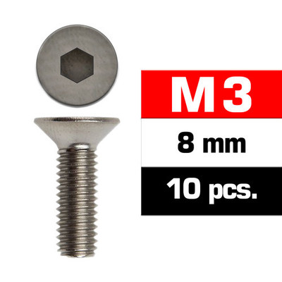 Ultimate Racing M3X8MM Flat Head Screws (10 PCS) Ultimate Racing M3X8MM Flat Head Screws (10 PCS)