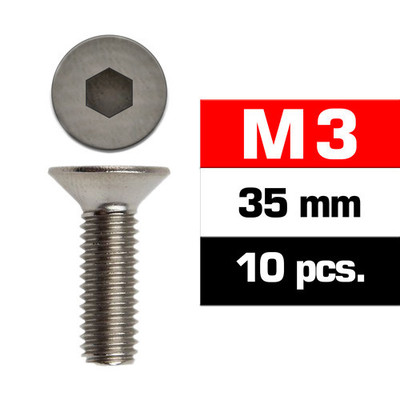 Ultimate Racing M3X35MM Flat Head Screws (10 PCS) Ultimate Racing M3X35MM Flat Head Screws (10 PCS)