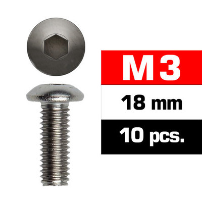 Ultimate Racing M3X18MM Button Head Screws (10 PCS) (UR162318) Ultimate Racing M3X18MM Button Head Screws (10 PCS) (UR162318)