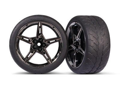Traxxas Split Spoke Black Chrome Wheels W/ 2.1" Response Tires (TRA9371) Traxxas Split Spoke Black Chrome Wheels W/ 2.1" Response Tires (TRA9371)