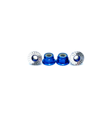 Assault RC Aluminum NyLock Flanged Serrated Wheel Nuts (4mm) (Blue) Assault RC Aluminum NyLock Flanged Serrated Wheel Nuts (4mm) (Blue)
