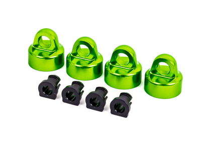 Shock caps, aluminum (green-anodized), GT-Maxx® shocks (4)/ spacers (4) (for Sledge™)
