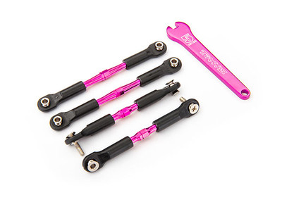 Turnbuckles, aluminum (pink-anodized), camber links, front, 39mm (2), rear, 49mm (2) (assembled w/rod ends & hollow balls)/ wrench
Turnbuckles, aluminum (pink-anodized), camber links, front, 39mm (2), rear, 49mm (2) (assembled w/rod ends & hollow balls)/ wrench