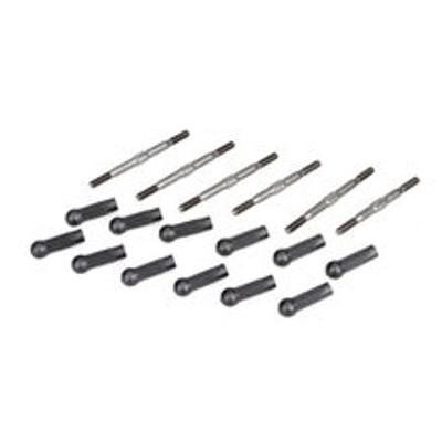 Team Losi Racing
HD Turnbuckle Kit, Titanium (6): 22/2.0
HD ball cups are included for an all-in-one purchase upgrade for the TLR 22 or22 2.0

Turnbucklesare 3.5mm in diameter at the threads,which is thicker than the3mm diameterof the stock turnbuckles for added durability