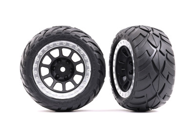 Traxxas Tires & wheels, 2.2" graphite gray, satin chrome beadlock wheels, Anaconda® 2.2" tires Traxxas Tires & wheels, 2.2" graphite gray, satin chrome beadlock wheels, Anaconda® 2.2" tires