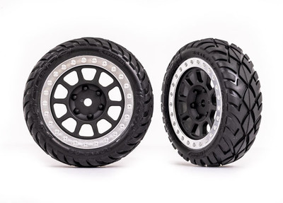 Tires & wheels, assembled (2.2" graphite gray, satin chrome beadlock wheels, Anaconda® 2.2" tires with foam inserts) (2) (Bandit® front)
Tires & wheels, assembled (2.2" graphite gray, satin chrome beadlock wheels, Anaconda® 2.2" tires with foam inserts) (2) (Bandit® front)