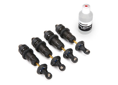 Shocks, GTR hard-anodized, PTFE-coated aluminum bodies with TiN shafts (fully assembled w/o springs) (4)
Shocks, GTR hard-anodized, PTFE-coated aluminum bodies with TiN shafts (fully assembled w/o springs) (4)