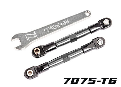 Camber links, front (TUBES charcoal gray-anodized, 7075-T6 aluminum, stronger than titanium) (2) (assembled with rod ends and hollow balls)/ aluminum wrench (1)
Camber links, front (TUBES charcoal gray-anodized, 7075-T6 aluminum, stronger than titanium) (2) (assembled with rod ends and hollow balls)/ aluminum wrench (1)