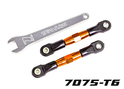 Camber links, rear (TUBES orange-anodized, 7075-T6 aluminum, stronger than titanium) (2) (assembled with rod ends and hollow balls)/ aluminum wrench (1)
Camber links, rear (TUBES orange-anodized, 7075-T6 aluminum, stronger than titanium) (2) (assembled with rod ends and hollow balls)/ aluminum wrench (1)