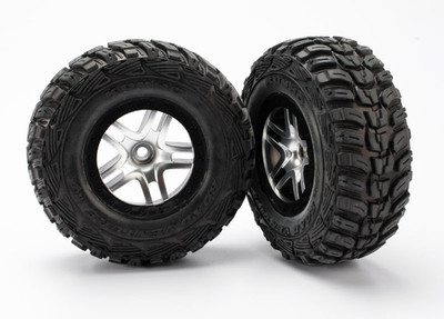Tire & wheel assy, glued (S1 compound) (SCT Split-Spoke satin chrome, black beadlock style wheels, Kumho tires, foam inserts) (2) (2WD front)
Tire & wheel assy, glued (S1 compound) (SCT Split-Spoke satin chrome, black beadlock style wheels, Kumho tires, foam inserts) (2) (2WD front)