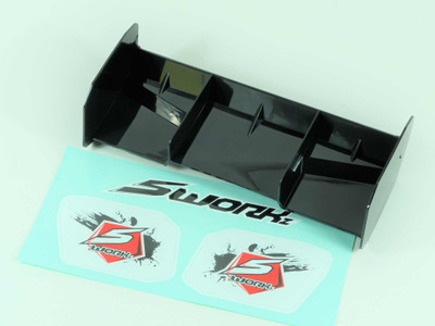 SWORKz 1/8 Off Road Pro Race Wing in black with sticker packaging SWORKz 1/8 Off Road Pro Race Wing in black with sticker packaging