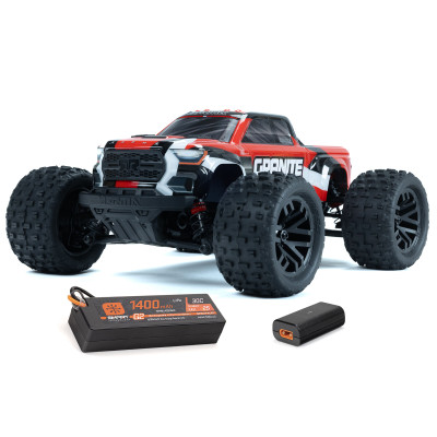 Arrma 1/18 GRANITE GROM MEGA 380 Brushed 4X4 Monster Truck RTR with Battery & Charger, Red Arrma 1/18 GRANITE GROM MEGA 380 Brushed 4X4 Monster Truck RTR with Battery & Charger, Red