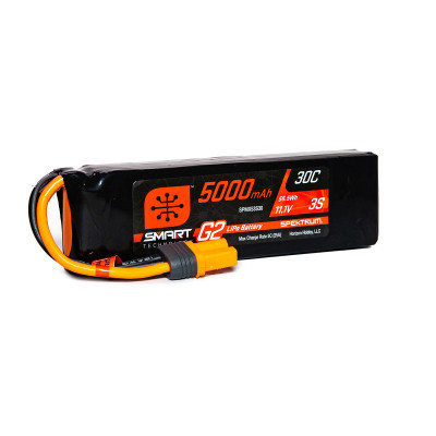 Spektrum 11.1V 5000mAh 3S 30C Smart G2 LiPo Battery: IC5 Spektrum 11.1V 5000mAh 3S 30C Smart G2 LiPo Battery: IC5