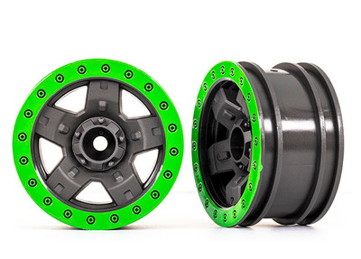 Traxxas Wheels, TRX-4 Sport 2.2 (Gray, Green beadlock style) Traxxas Wheels, TRX-4 Sport 2.2 (Gray, Green beadlock style)