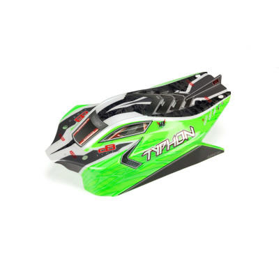 Arrma 1/8 Painted and Trimmed Body with Decals, Green: TYPHON 4X4 BLX Arrma 1/8 Painted and Trimmed Body with Decals, Green: TYPHON 4X4 BLX