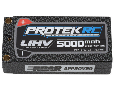 ProTek RC 2S 130C Low IR Si-Graphene + HV Shorty LiPo Battery (7.6V/5000mAh) w/5mm Connectors (ROAR Approved) ProTek RC 2S 130C Low IR Si-Graphene + HV Shorty LiPo Battery (7.6V/5000mAh) w/5mm Connectors (ROAR Approved)