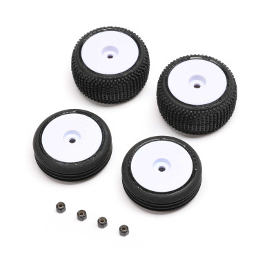 Losi Tires & Wheels Mounted, White: Micro-B Losi Tires & Wheels Mounted, White: Micro-B