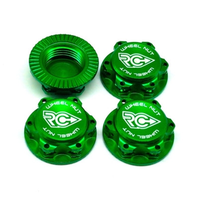 RC-Project 17mm Aluminum Serrated Fine Thread Wheel Nuts (4) (Green)